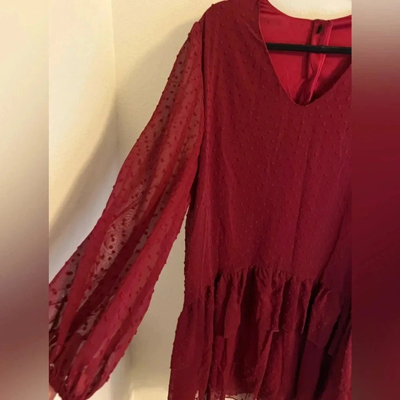 Red dotted tiered dress - Picture 3 of 4